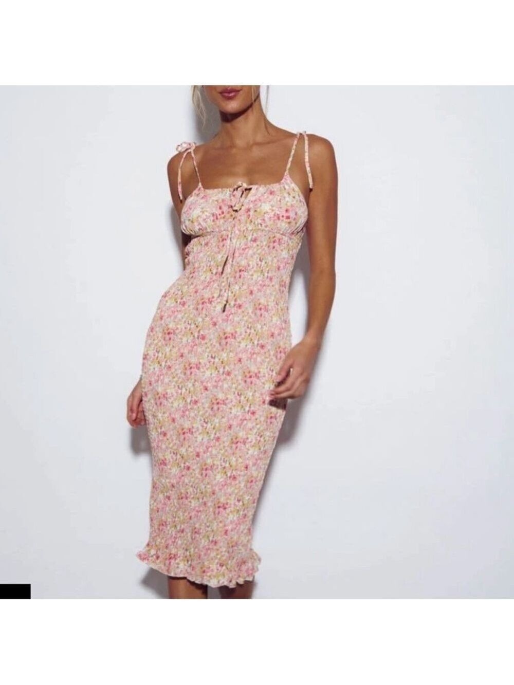 SNDYS Newport Smocked Midi Dress in Sunset Floral